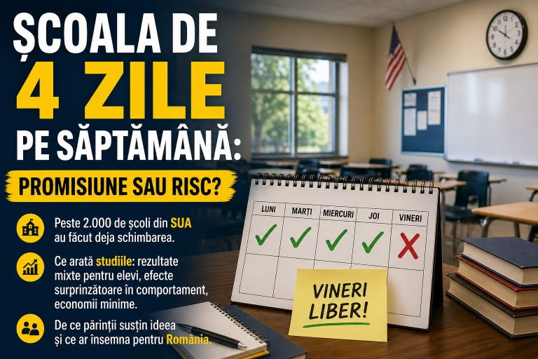 Școala de 4 zile pe săptămână: tot mai populară în SUA, dar fără rezultate clare. Peste 2.000 de școli au redus programul, iar studiile ridică semne de întrebare