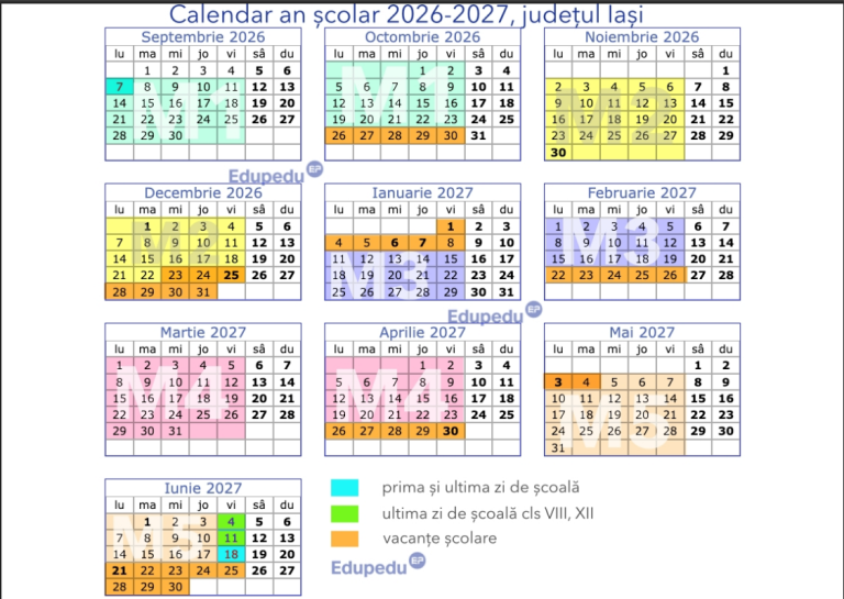 Calendarul anului școlar 2026-2027: zilele libere și toate vacanțele elevilor și profesorilor